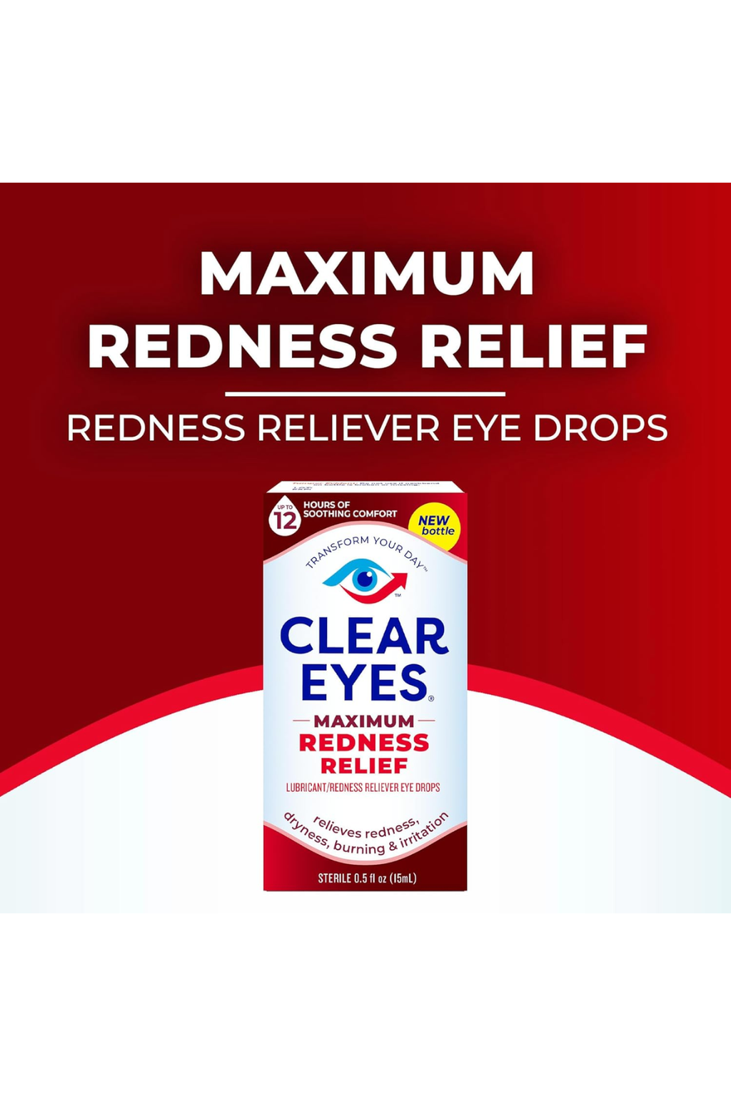 Clear Eyes Maximum Redness Relief Eye Drops – 12 Hours Comfort - 15mL