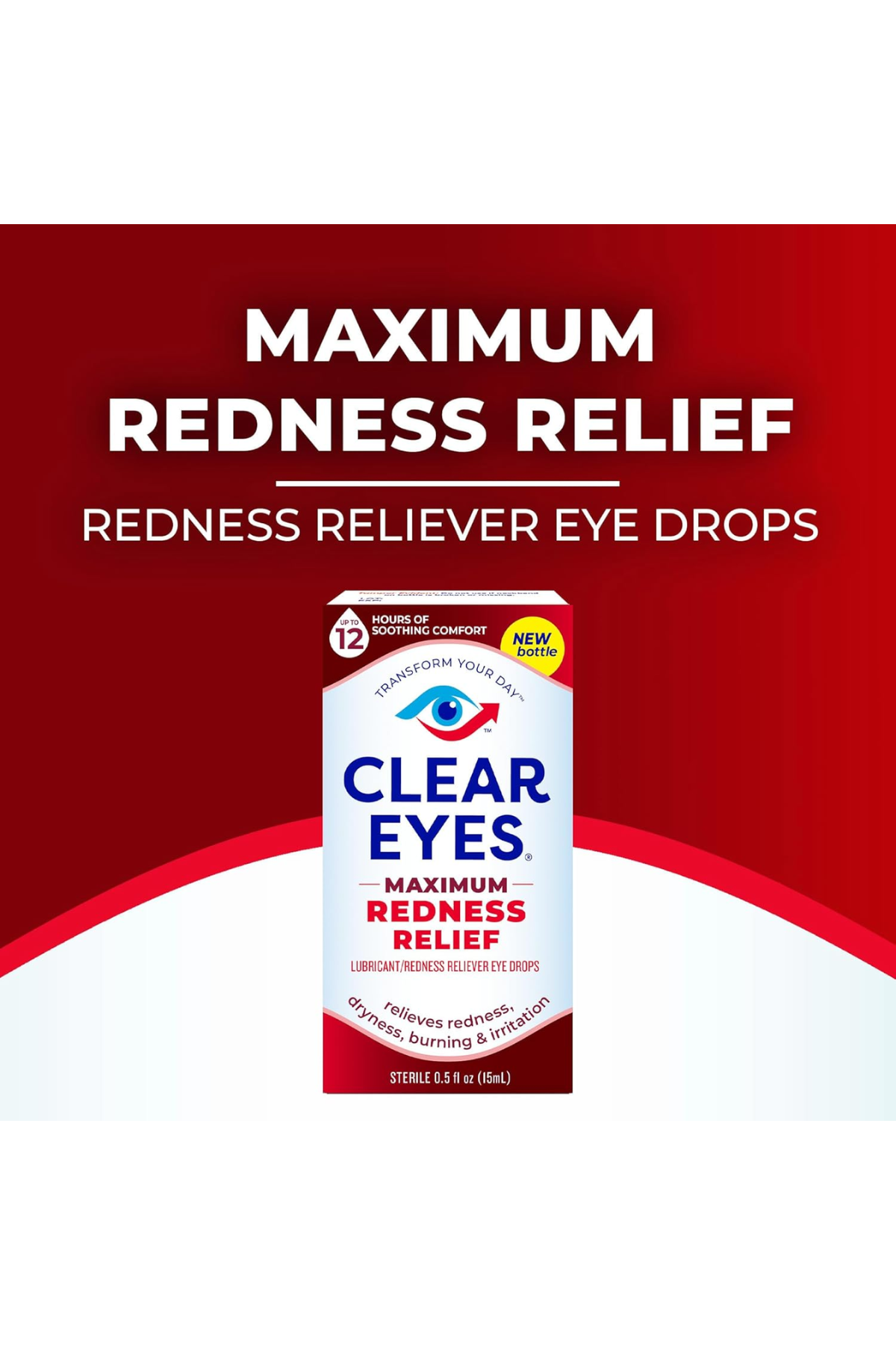 Clear Eyes Maximum Redness Relief Eye Drops – 12 Hours Comfort - 15mL