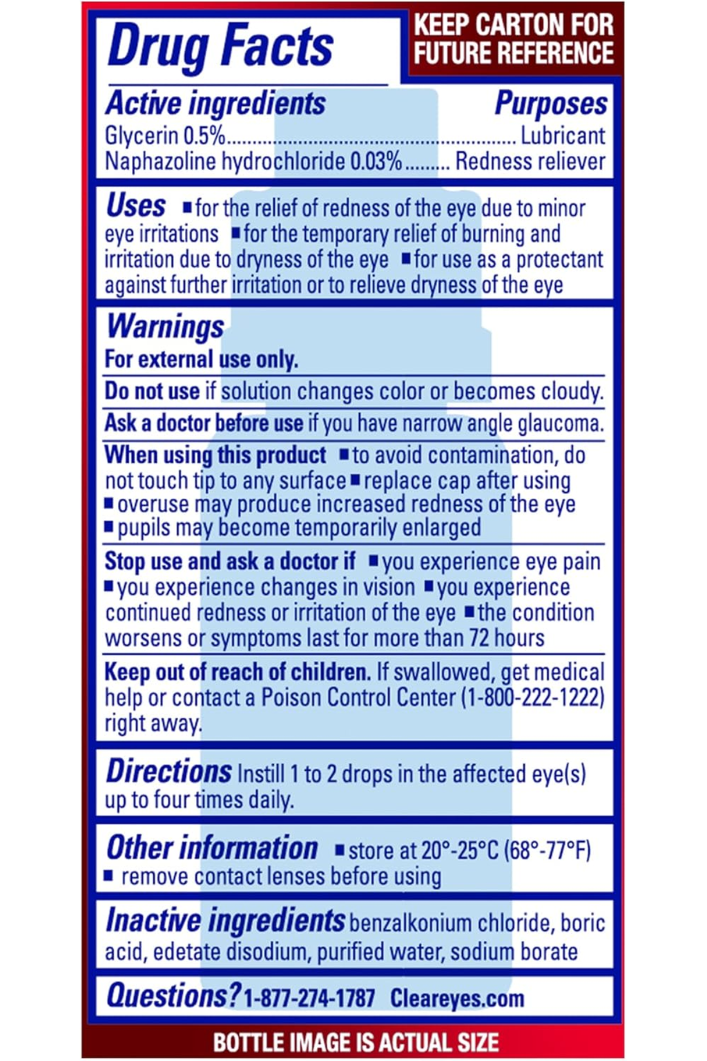 Clear Eyes Maximum Redness Relief Eye Drops – 12 Hours Comfort - 15mL