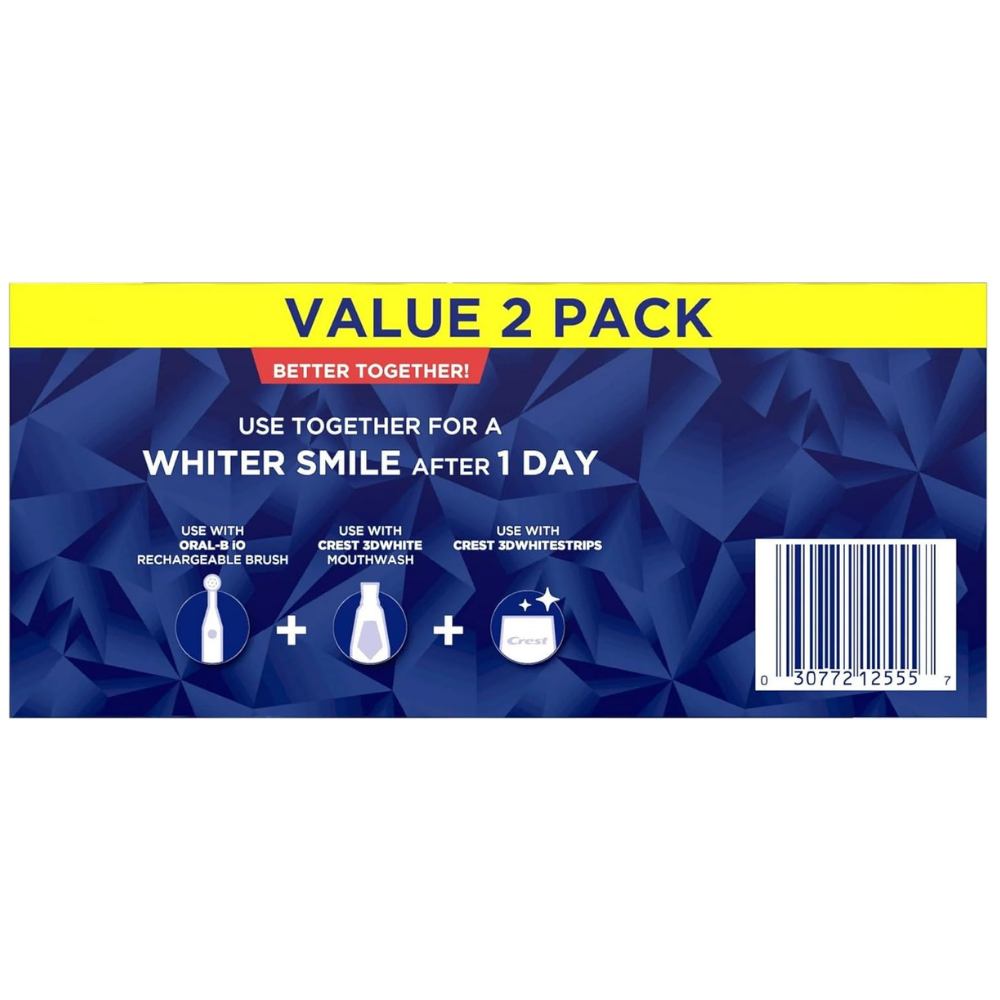 Crest 3D White Advanced Glamorous White Teeth Whitening Toothpaste, 3.3 oz, Pack of 2