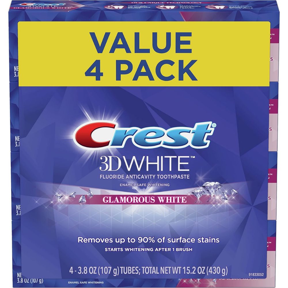 Crest Vitalizing Fresh 3D White Deluxe Toothpaste, Value Pack (Pack of 4)