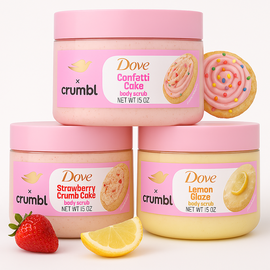 Dove x Crumbl Limited Edition Body Scrub 15 oz. Collection | Imported from USA | Available in UK