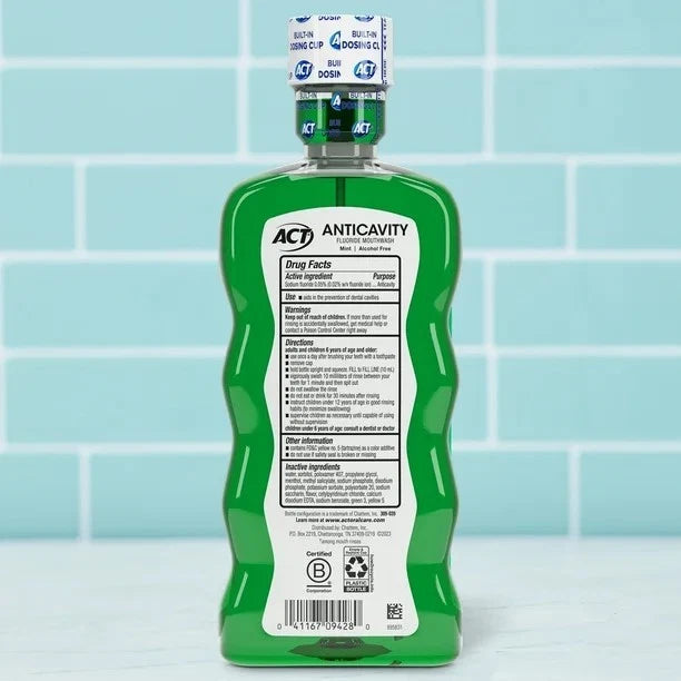 ACT Anticavity Fluoride Mouthwash Mint 18 fl. oz. (532 ml) - USA Import