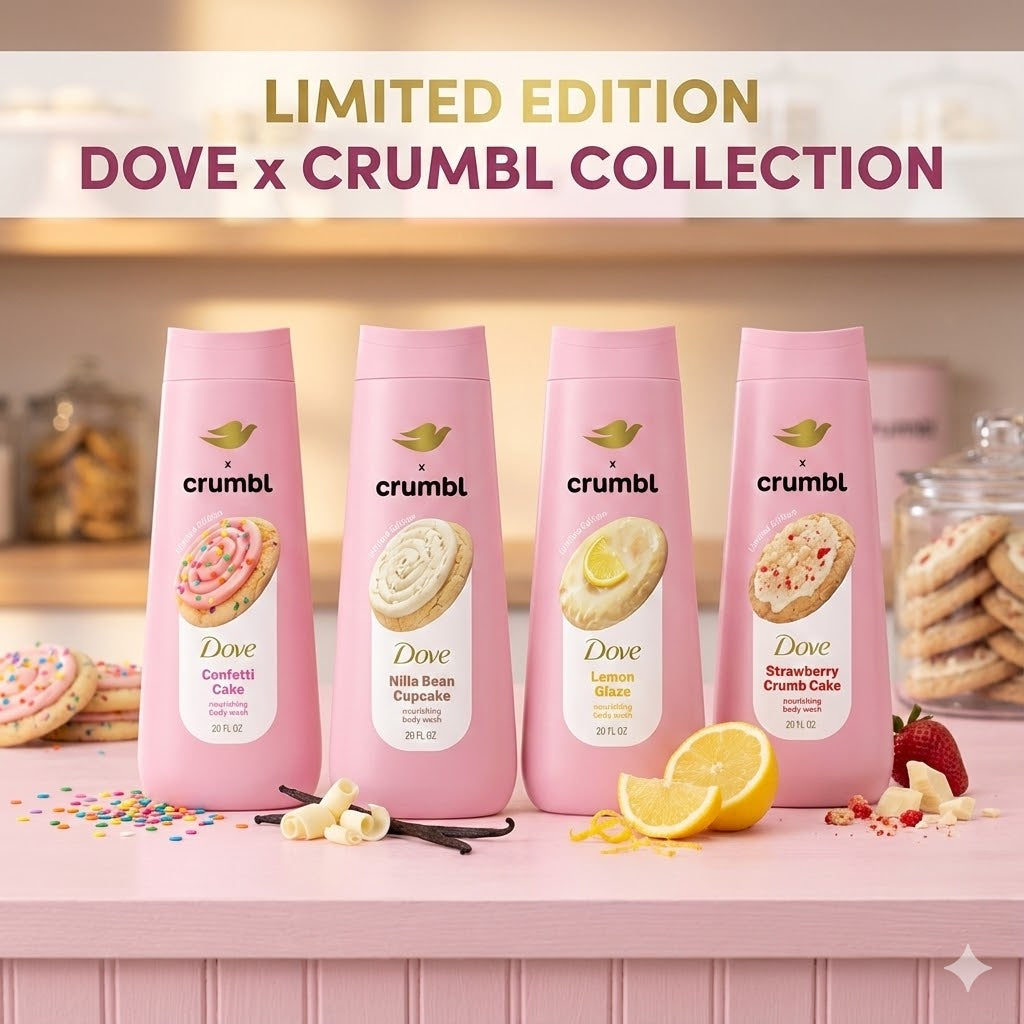 Dove x Crumbl Limited Edition Body Wash 20 oz. Collection | Imported from USA | Available in UK