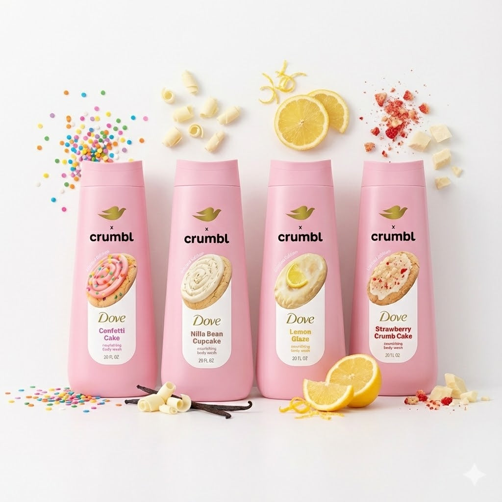 Dove x Crumbl Limited Edition Body Wash 20 oz. Collection | Imported from USA | Available in UK